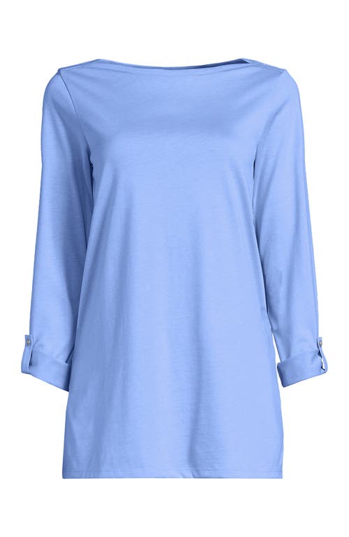 Lands' End Supima Cotton Adjustable 3/4 Sleeve Boatneck Tunic In Blue