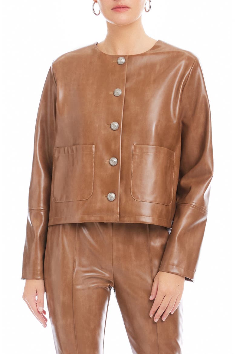Kaylyn Faux Leather Jacket, Main, color, LATTE