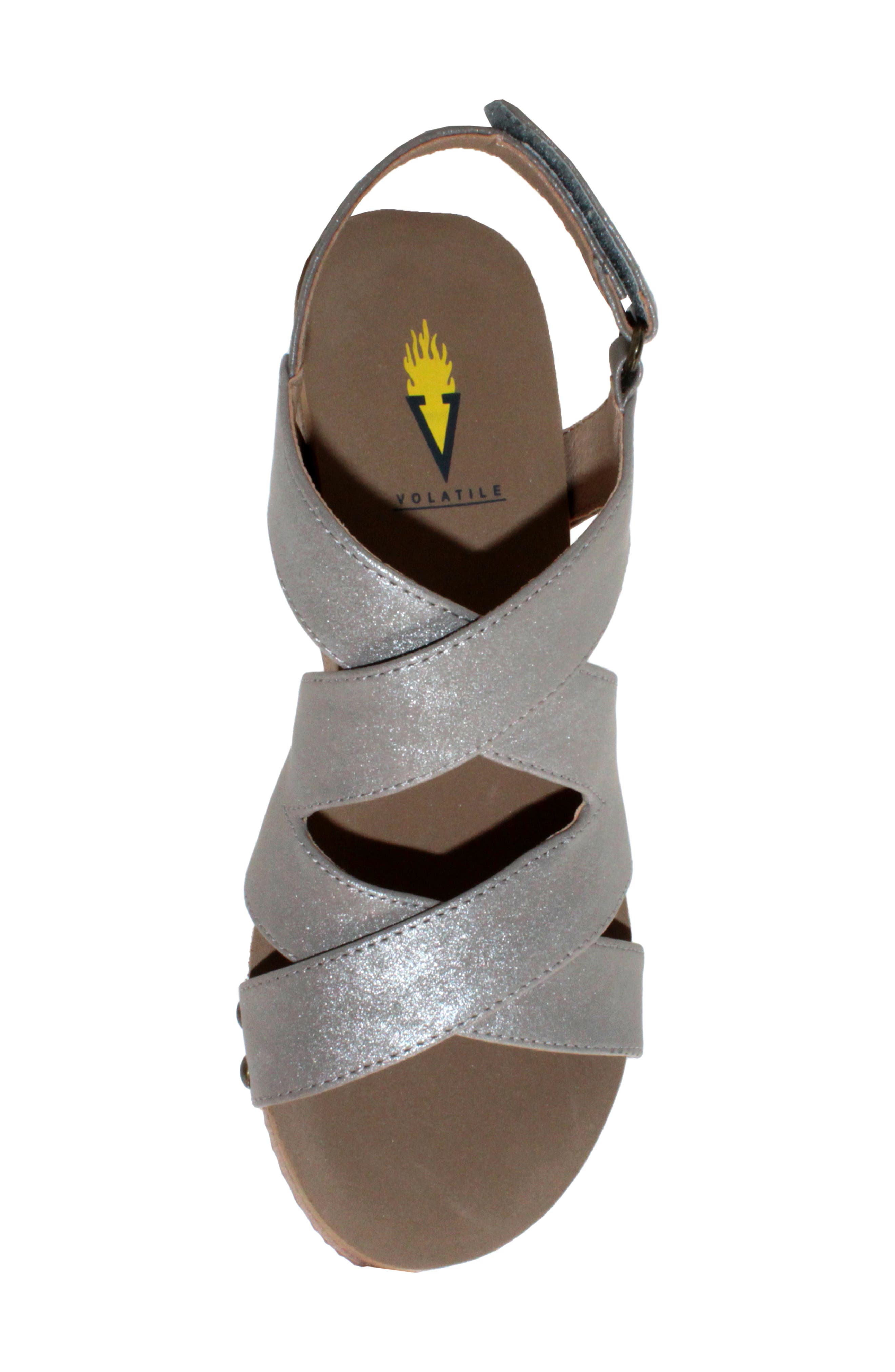 Volatile Tory Crisscross Wedge Sandal, Alternate, color, Bronze