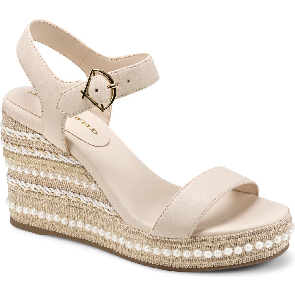 Karl Lagerfeld Paris Calzona Embellished Espadrille Wedge Sandal