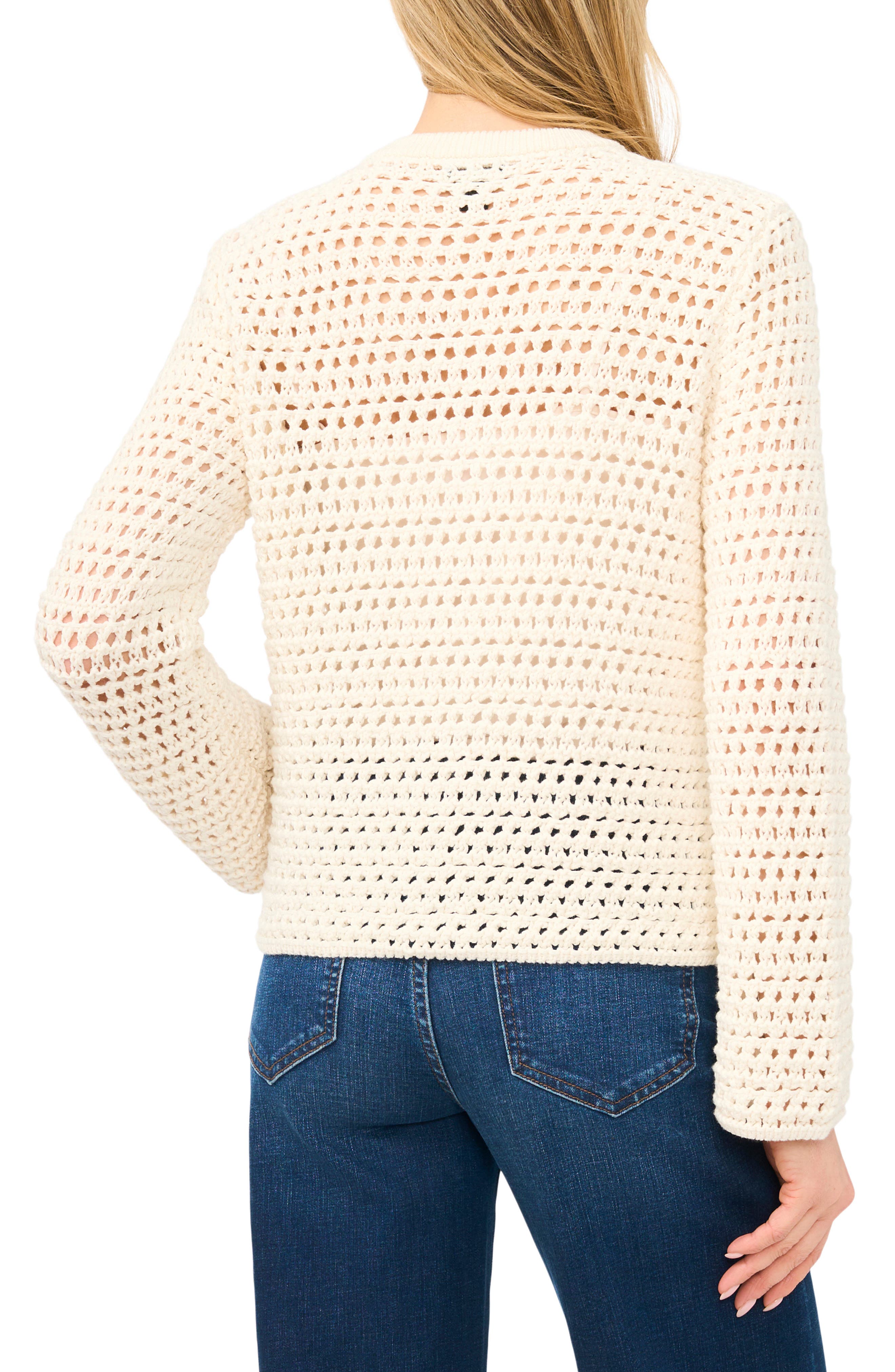 Open Stitch Button Front Cardigan - image 2