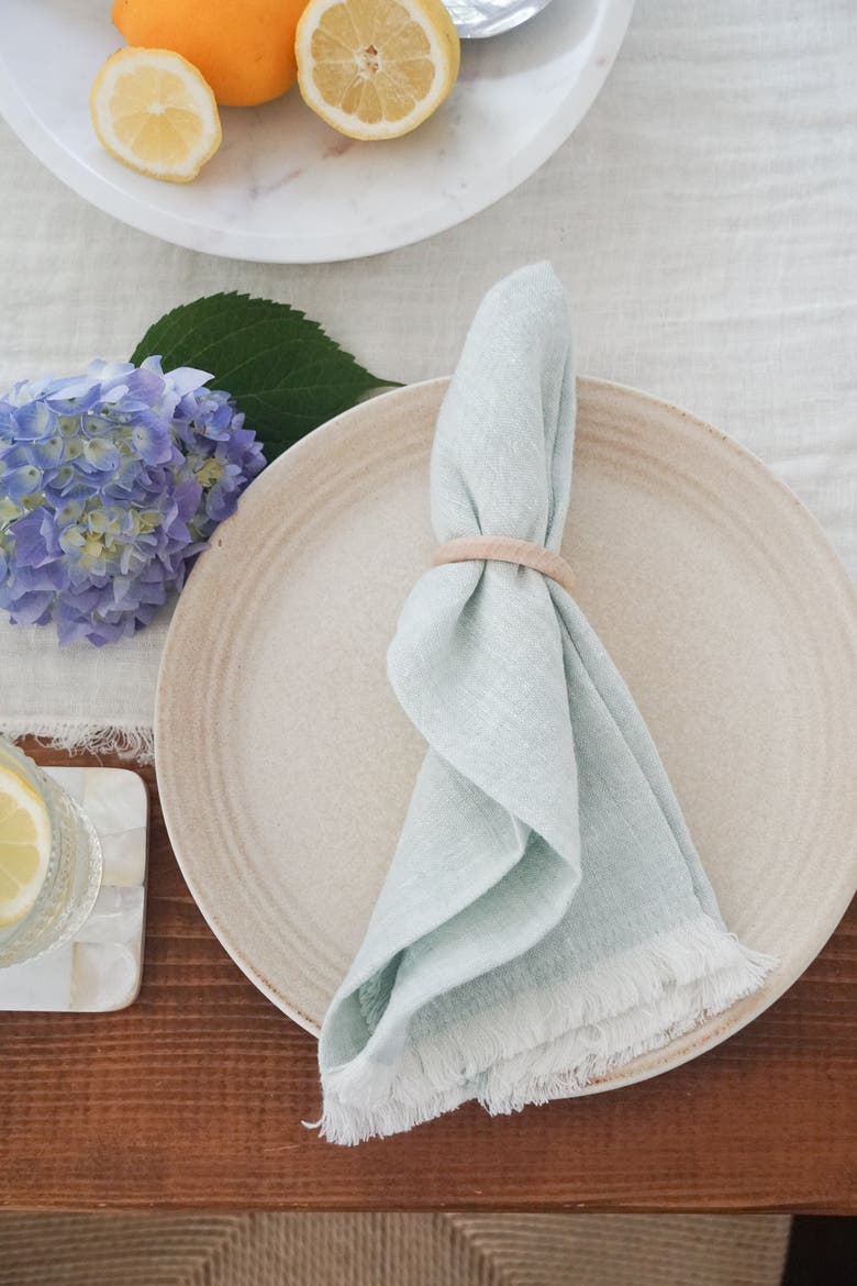 So Soft Linen Fringe Napkins, Alternate, color, Navy Blue