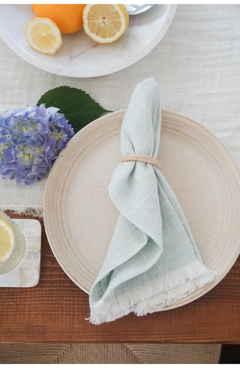 Anaya So Soft Linen Fringe Napkins, Alternate, color, Natural Beige