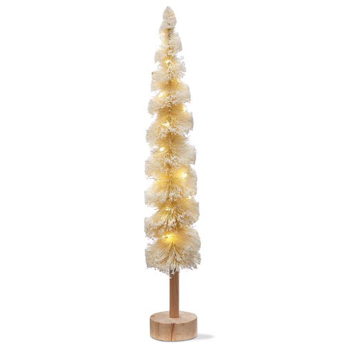 Tag Snowtipped Spiral Ivory Sisal Christmas Tree Decor In White