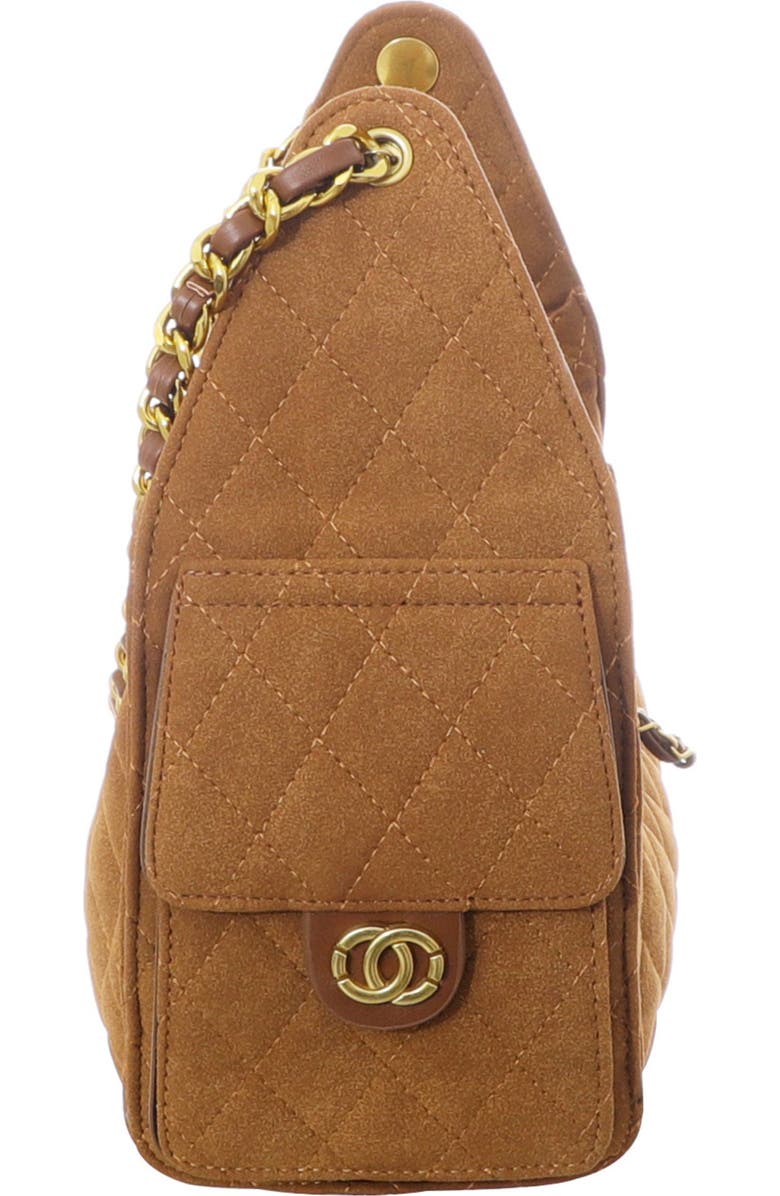 Adornia Quilted Faux Leather Shoulder Bag, Alternate, color, Brown