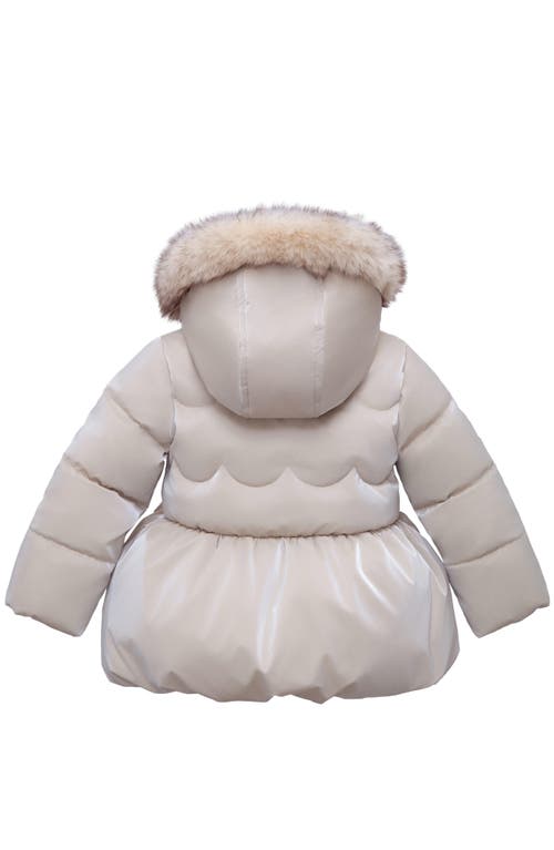 Rokka&rolla Kids' Luxe Bow Puffer Coat In Neutral