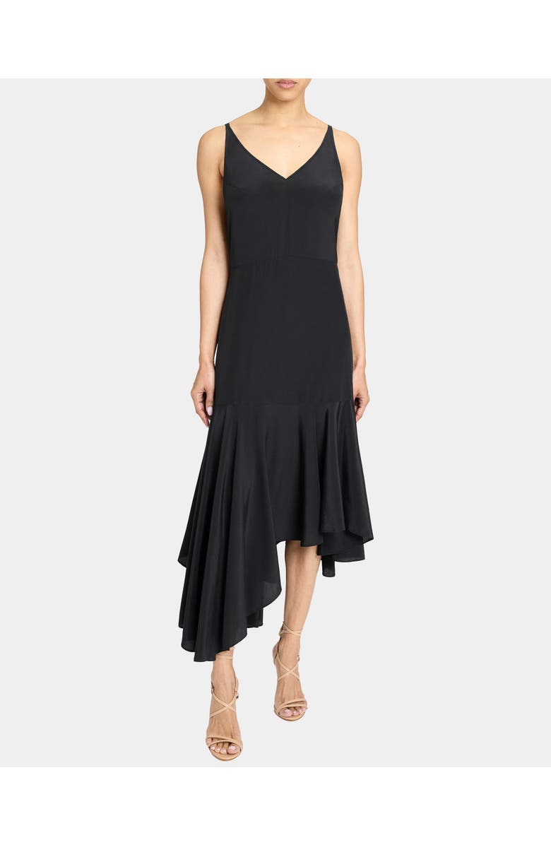 Santorelli DAVIN Fit and Flare Silk Midi Dress, Main, color, Black