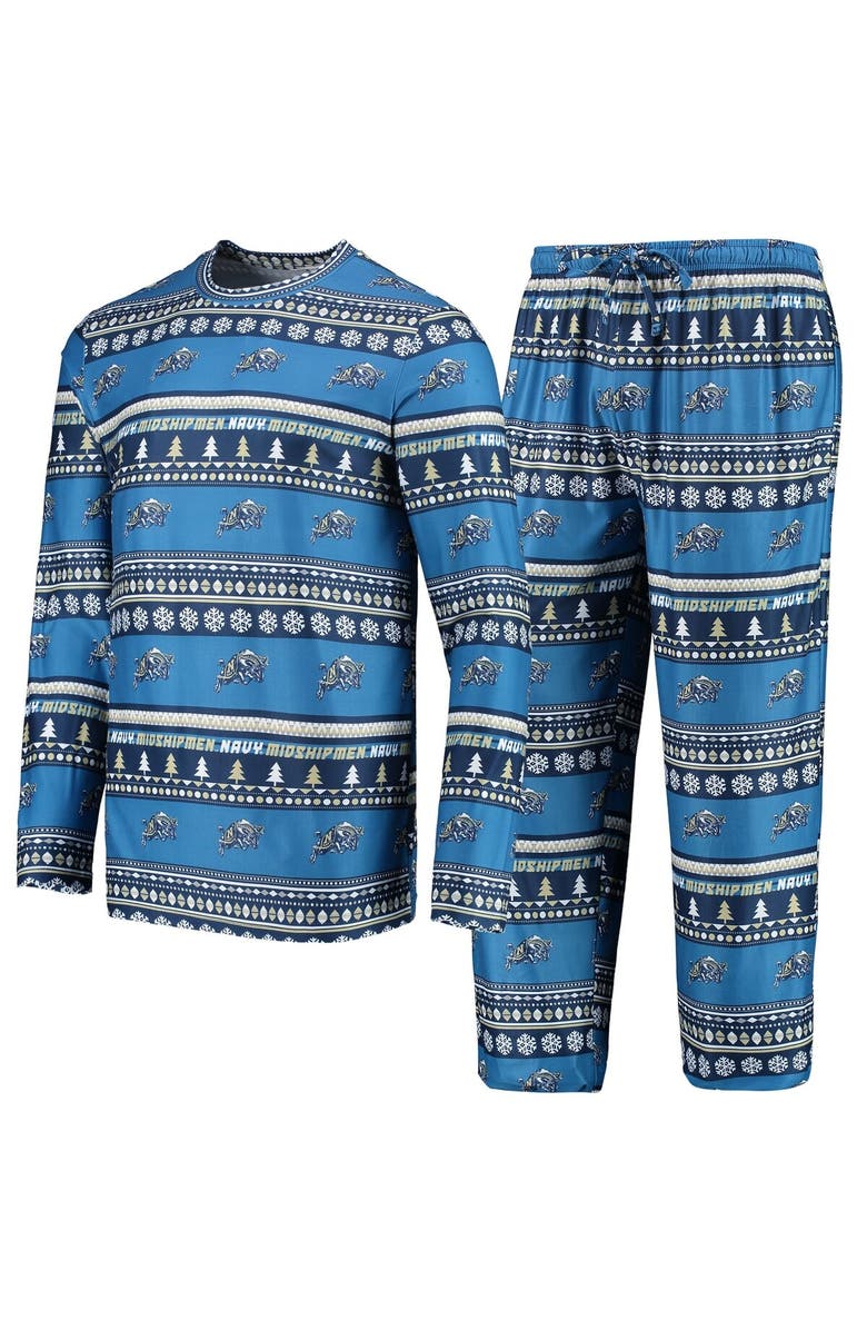 CONCEPTS SPORT Men's Concepts Sport Navy Navy Midshipmen Ugly Sweater Long Sleeve T-Shirt & Pants Sleep Set, Alternate, color, Blue