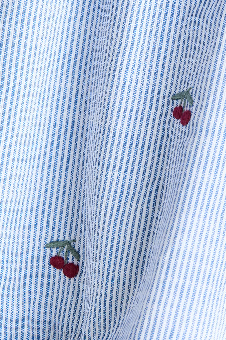 Embroidery-detail Dress, Alternate, color, Blue striped/cherries