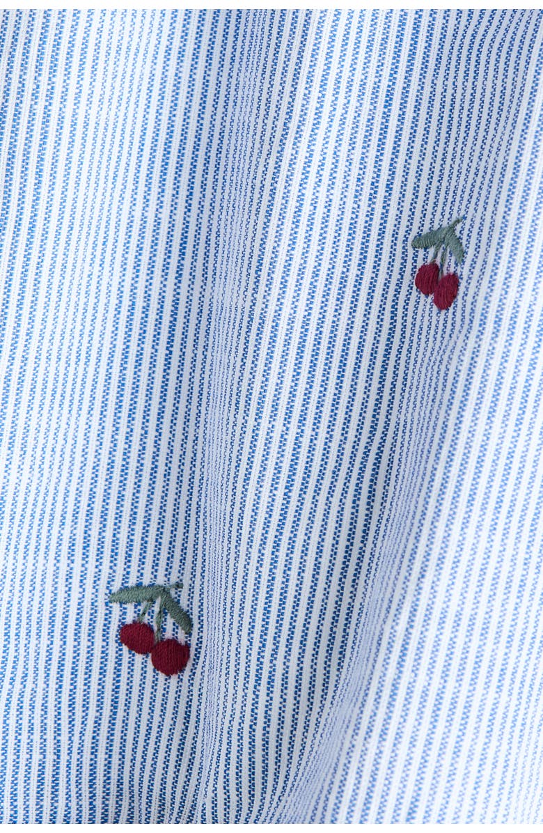 H&M Embroidery-detail Dress, Alternate, color, Blue Striped/Cherries