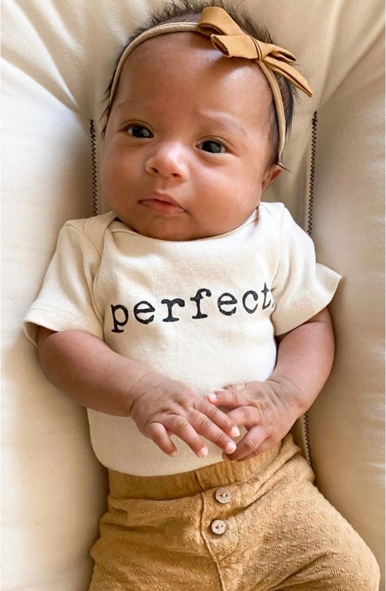 Tenth & Pine Perfect Organic Cotton Baby Bodysuit, Alternate, color, Natural Black Lettering