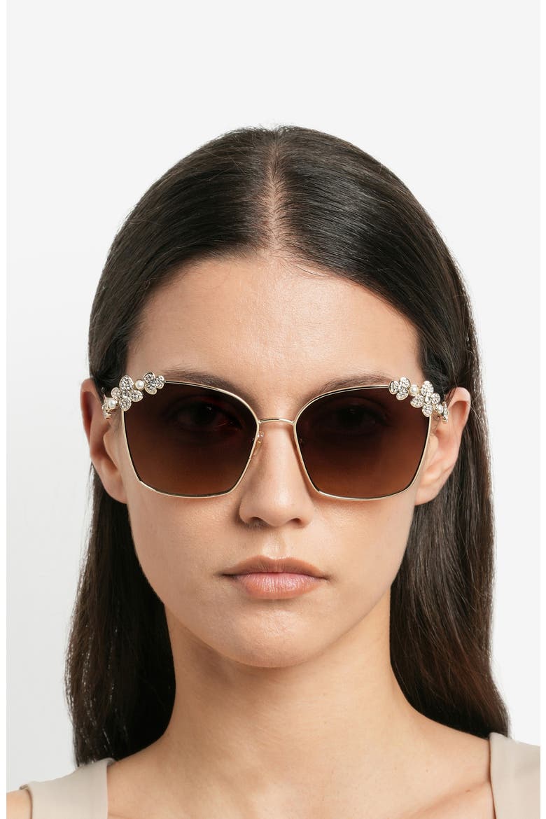 kileen 59mm embellished gradient square sunglasses, Alternate, color, GOLD STRIPED BROWN