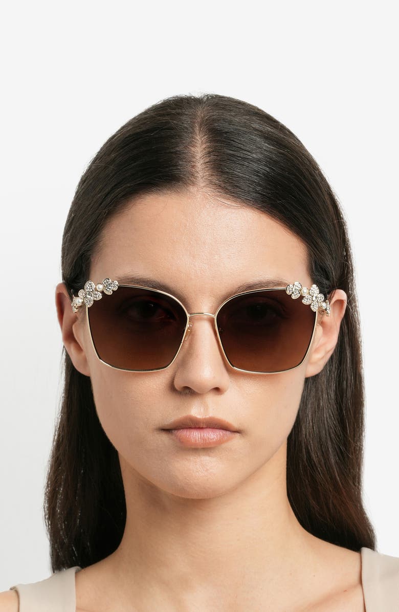 Kate Spade New York kileen 59mm embellished gradient square sunglasses, Alternate, color, Gold Striped Brown