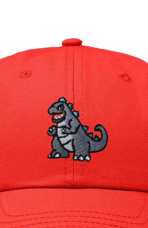 Dalix Giant Lizard Embroidered Dad Hat In Red