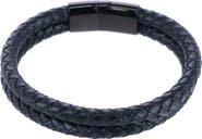 Trafalgar Loose Fit Simple 2 Band Braided Secure Clasp Leather Bracelet