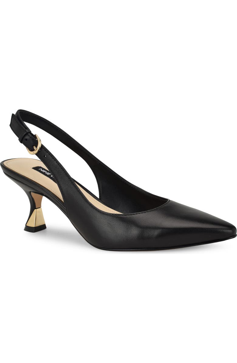 Nine West Jannit Slingback Pointed Toe Kitten Heel Pump, Main, color,