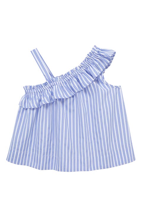 Kids' Stripe Ruffle Shoulder Top (Big Kid)