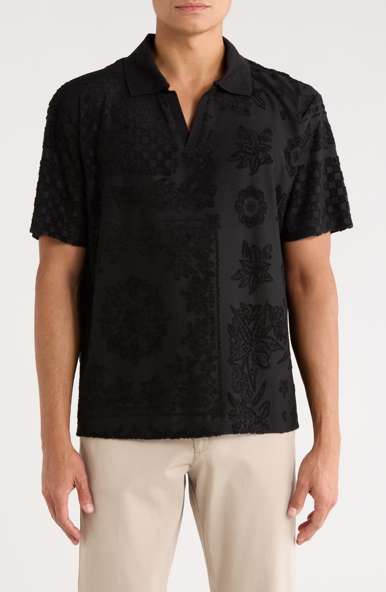 INDUSTRY REPUBLIC CLOTHING Johnny Collar Terry Polo, Main, color, Black