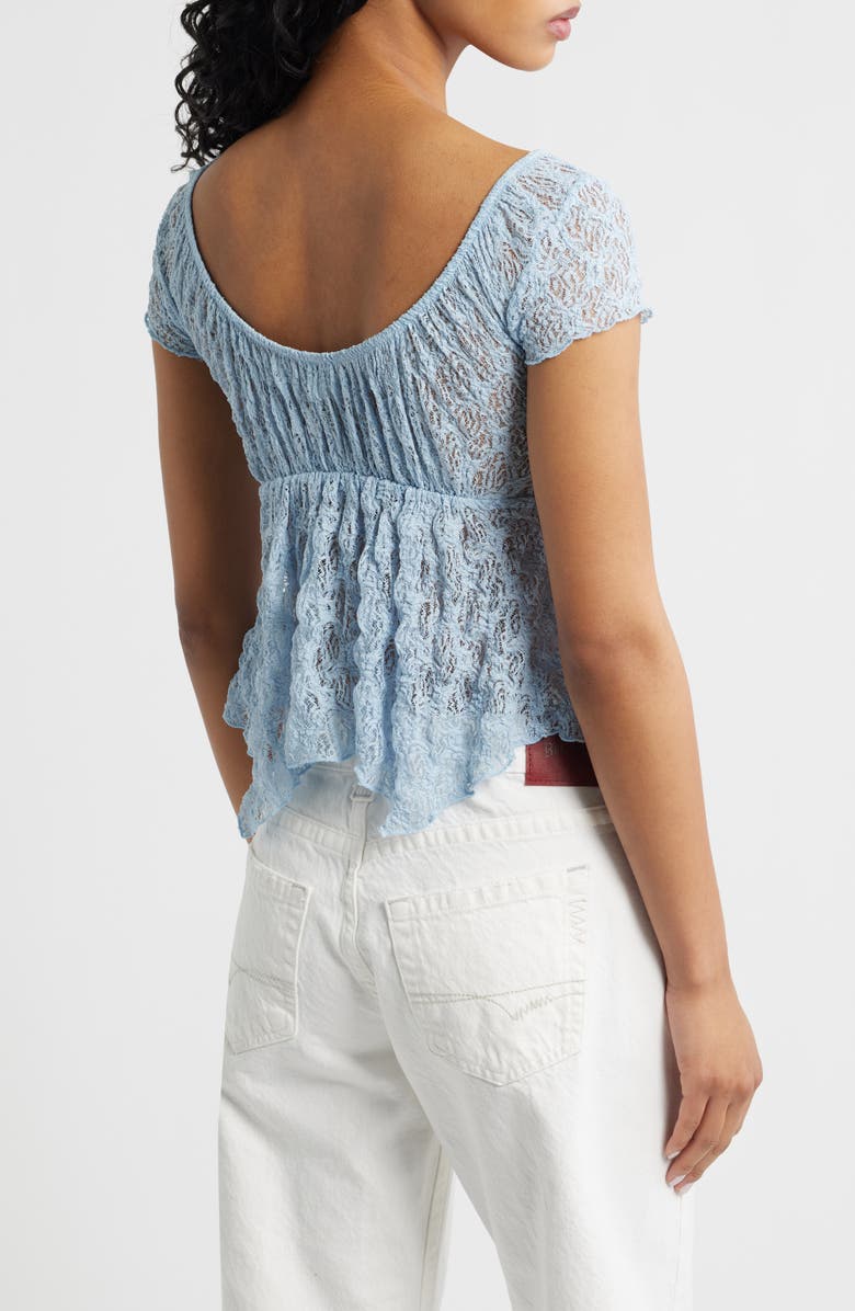 BDG Urban Outfitters Piper Asymmetric Hem Stretch Lace Top, Alternate, color, Light Blue