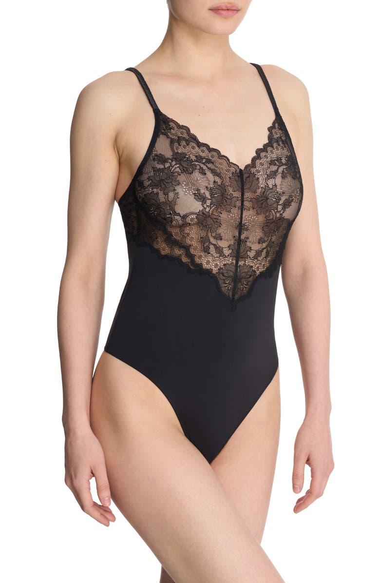 Natori Chantilly Lace Trim Satin Teddy, Alternate, color,