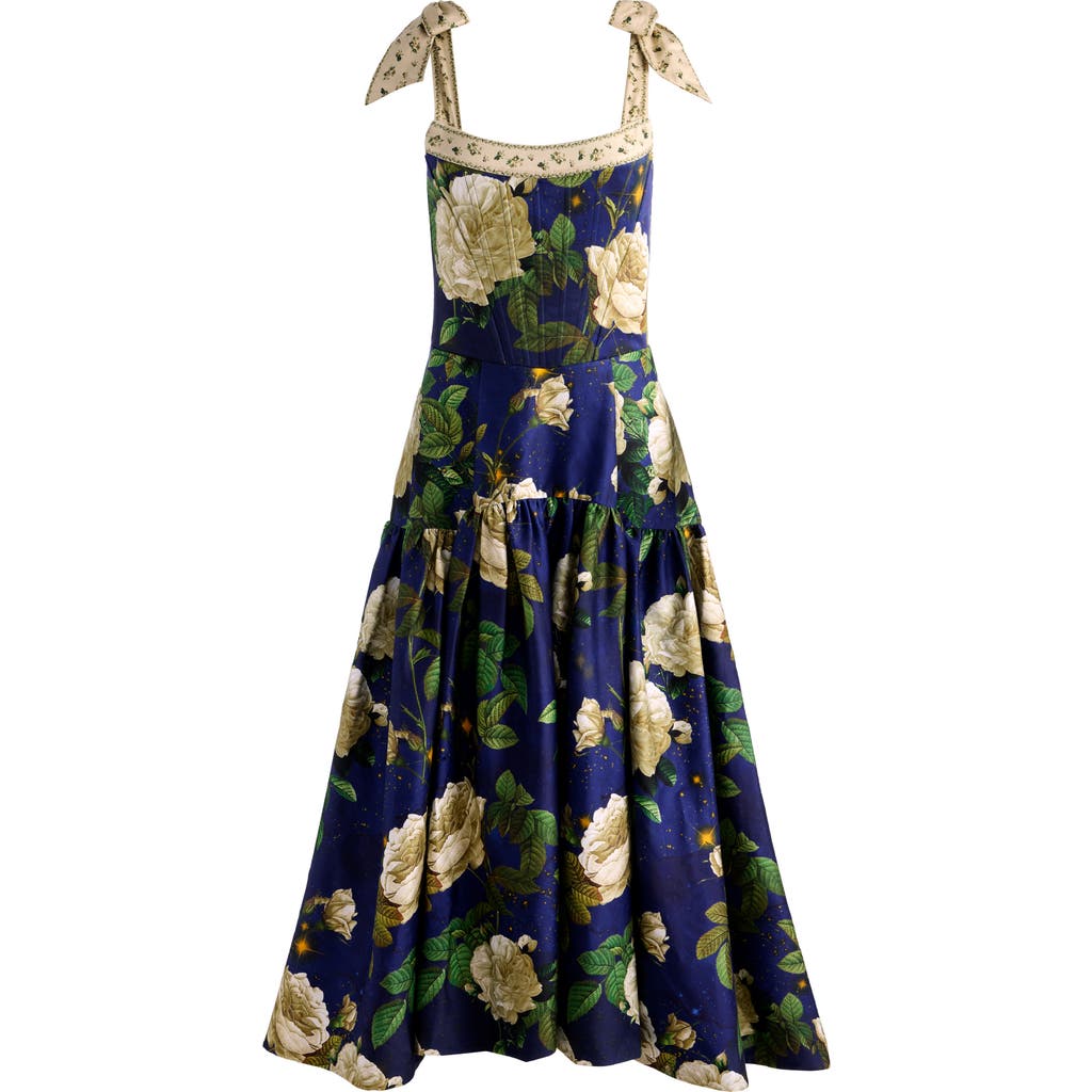 Alice And Olivia Rosalee Tie-strap Maxi Dress In Blue