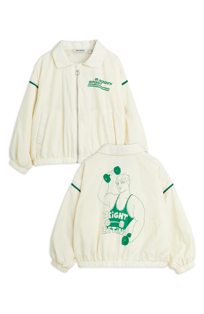 Mini Rodini Kids' Weight Lifting Recycled Nylon Coach's Jacket, Alternate, color,
