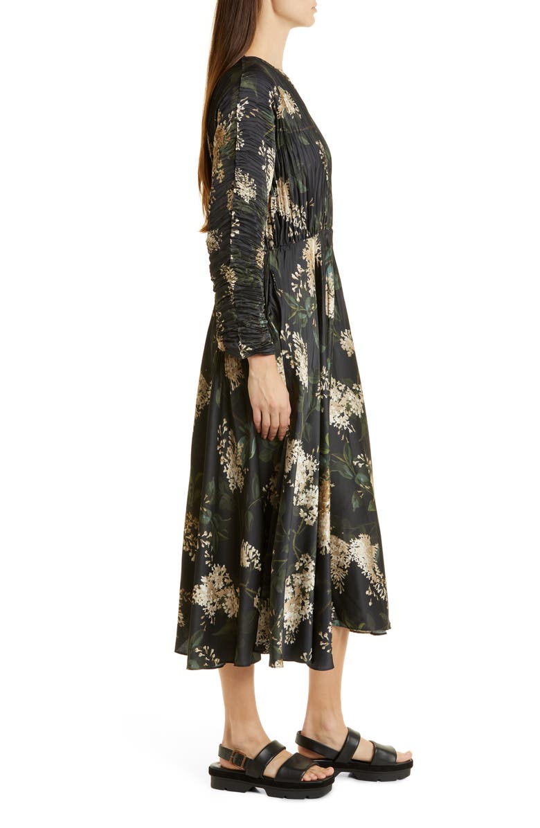 Vince Lilac Floral Print Pleated Dress, Alternate, color,