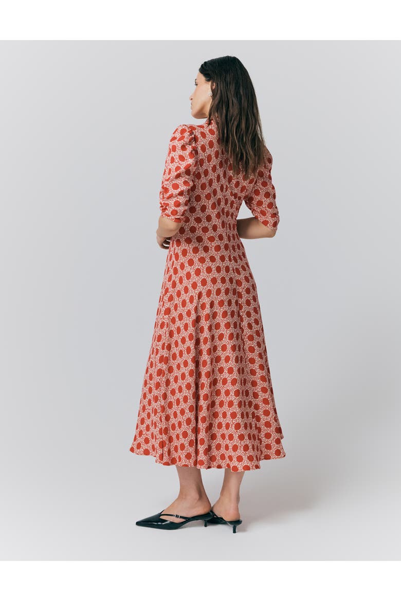 Madi Crepe Floral Midi Dress, Alternate, color, Red Floral