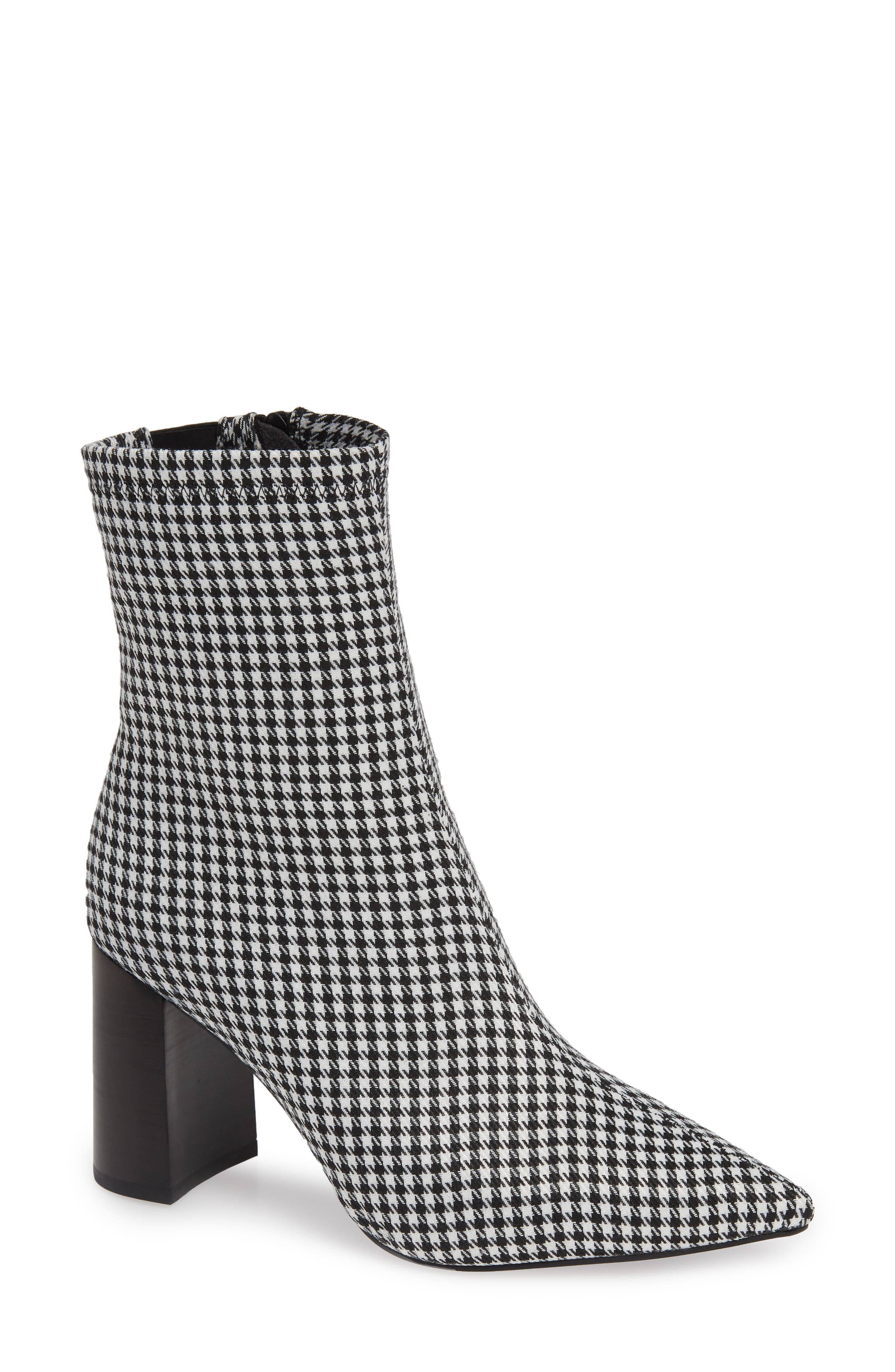 Coma Stretch Bootie, Main, color, BLACK/ WHITE HOUNDSTOOTH
