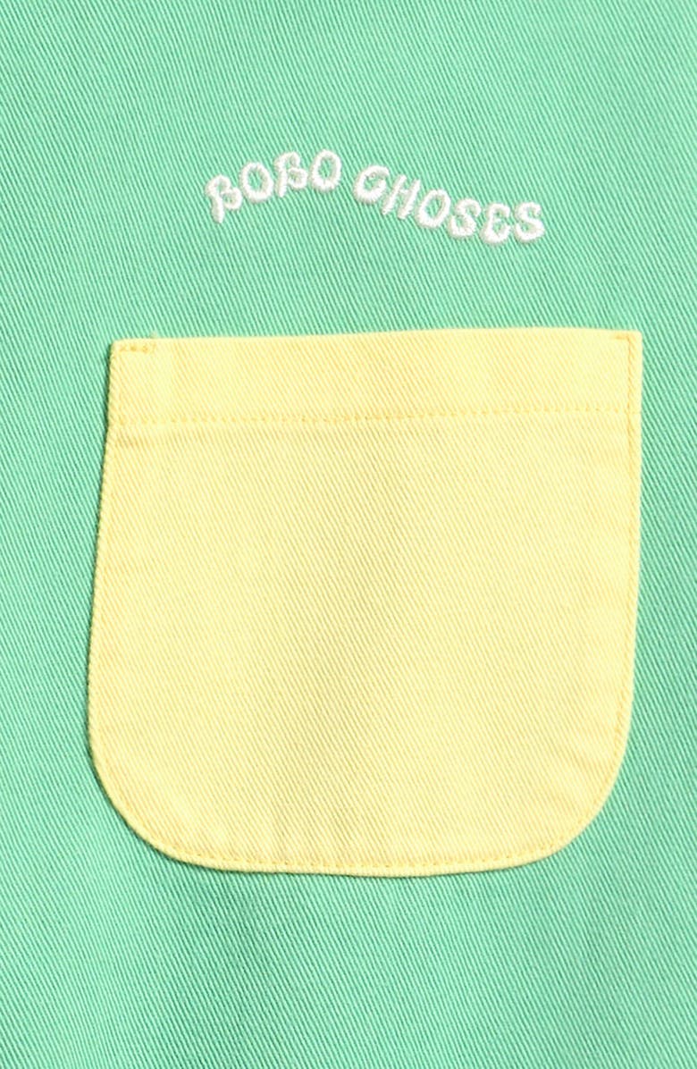 Bobo Choses Colorblock Denim Romper, Alternate, color, Green/ Purple