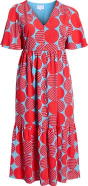 SUGARLIPS Print Ruffle Hem Maxi Dress