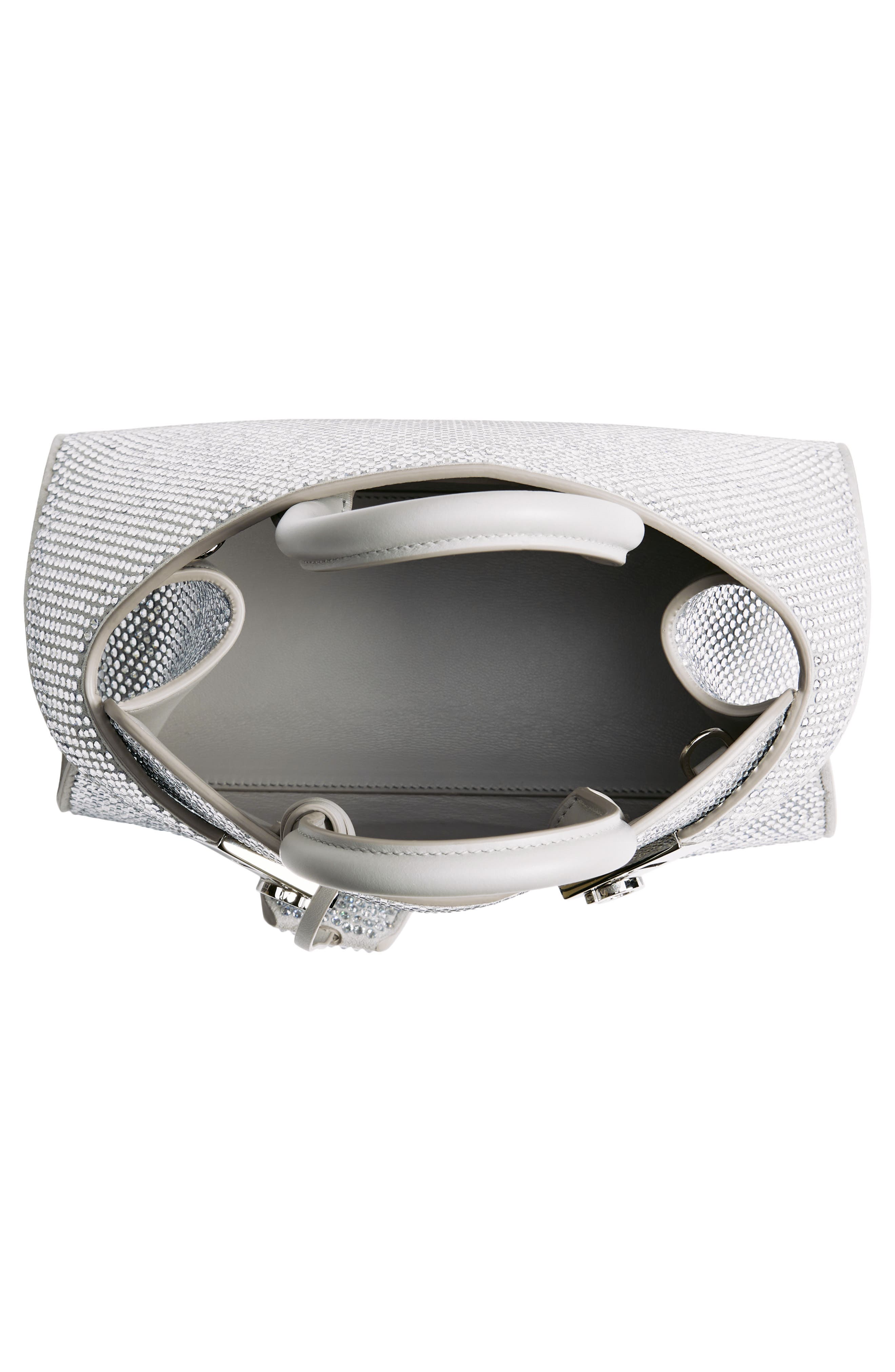 FERRAGAMO Mini Strass Crystal Top Handle Bag, Alternate, color, Perla