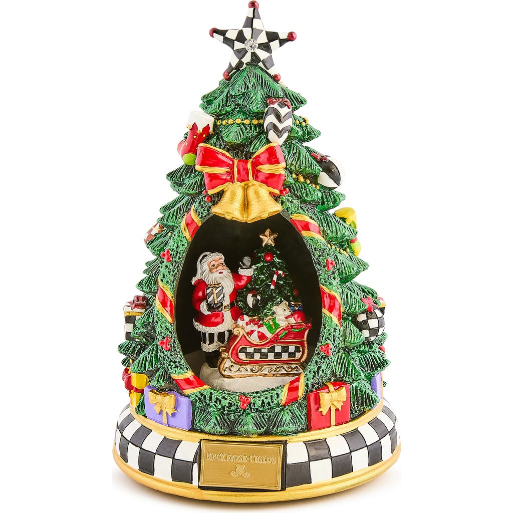 Mackenzie-childs Courtly Check Christmas Tree Santa Musical Display In Multi