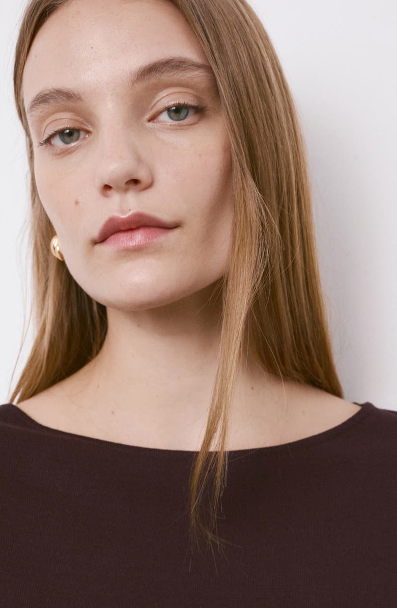 MANGO Boat Neck Cap Sleeve Sweater, Alternate, color, Wine