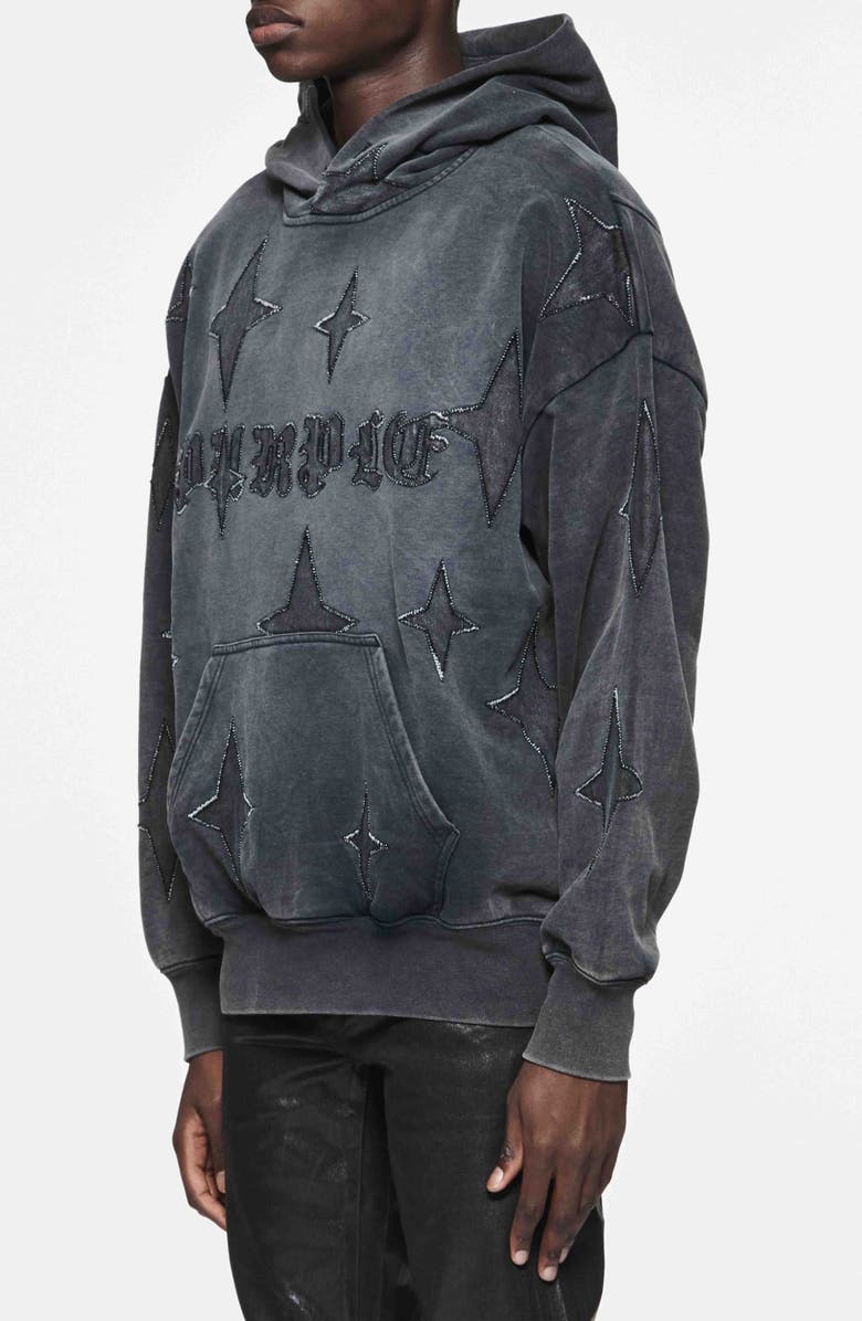 PURPLE BRAND Beaded Logo French Terry Hoodie, Alternate, color, 