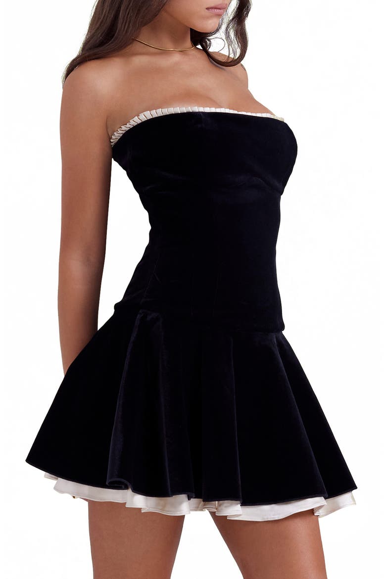 Marilla Strapless Minidress, Alternate, color, BLACK/ VINTAGE CREAM