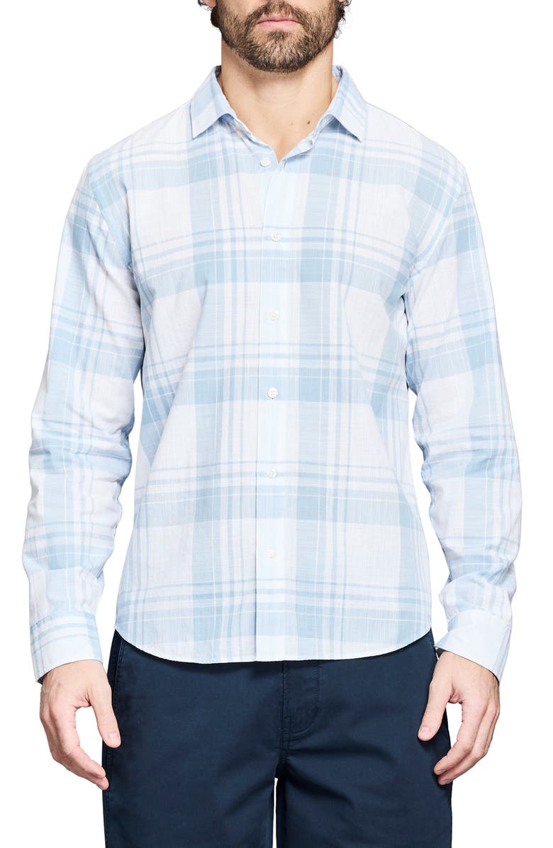 Billy Reid Hutcheson Plaid Button-Up Shirt, Main, color, Light Blue/ White