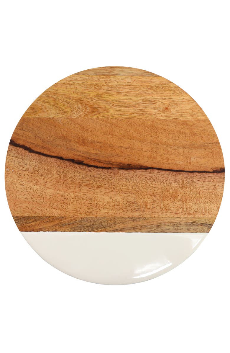 Gibson Home 12 Inch Duo Tone Round Wood Serving Board, Main, color, White