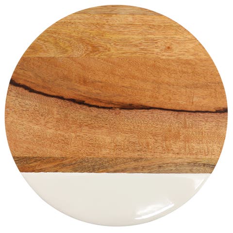 12 Inch Duo Tone Round Wood Serving Board