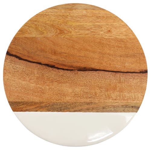 Gibson Home 12 Inch Duo Tone Round Wood Serving Board In Brown