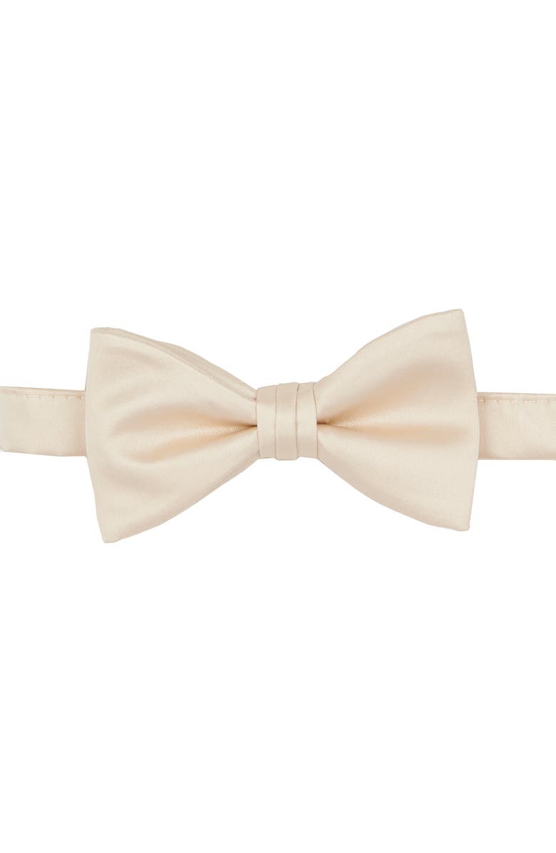 Brooklyn Brigade Men's Solid Satin Pre-Tied Bow Tie, Main, color, Champagne