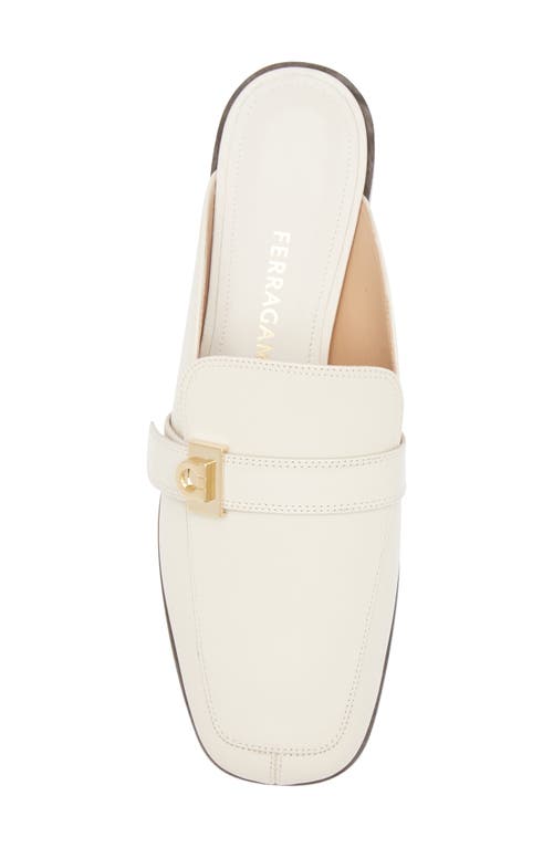 Ferragamo Hug Buckle Loafer Mule In White