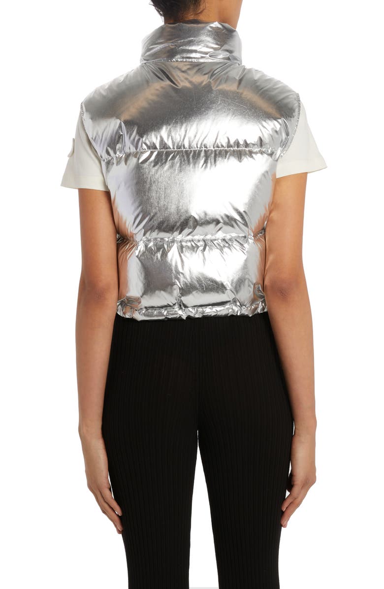 Moncler Blavet Metallic Crop Down Vest, Alternate, color,
