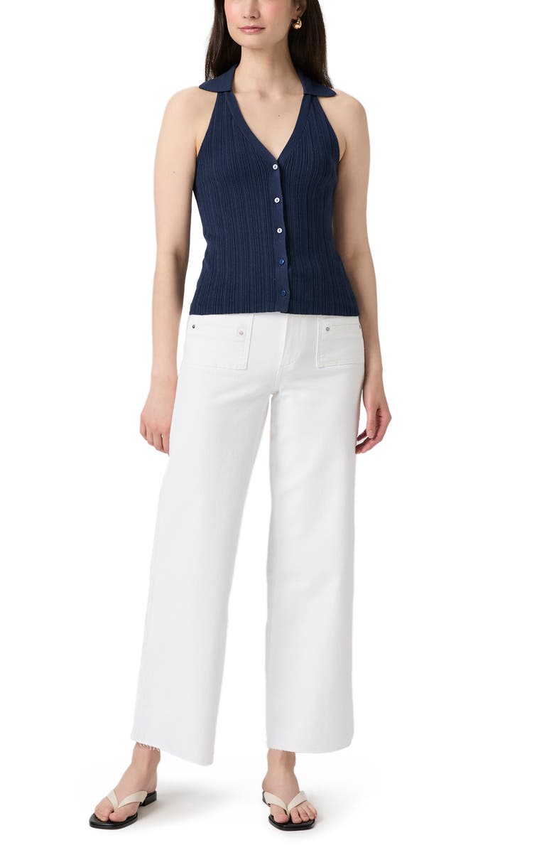 PAIGE Noella Organic Cotton Blend Rib Sweater Tank, Alternate, color, Navy