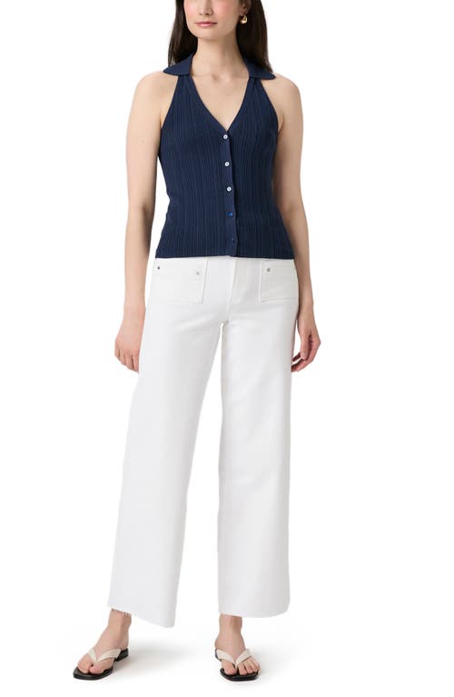 Paige Womens Noellia Ribbed Cotton-blend Knitted Tank Top Navy Xs In Blue
