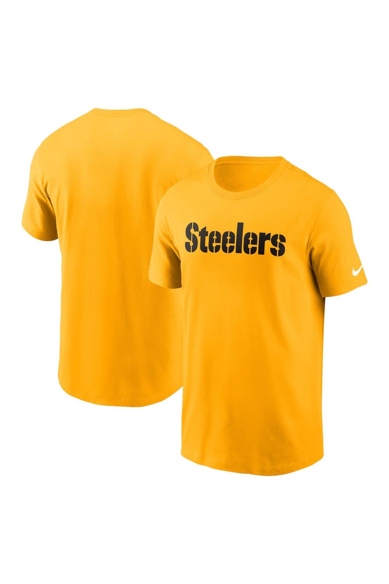 Men's Nike Gold Pittsburgh Steelers Primetime Wordmark Essential T-Shirt, Main, color, Gold