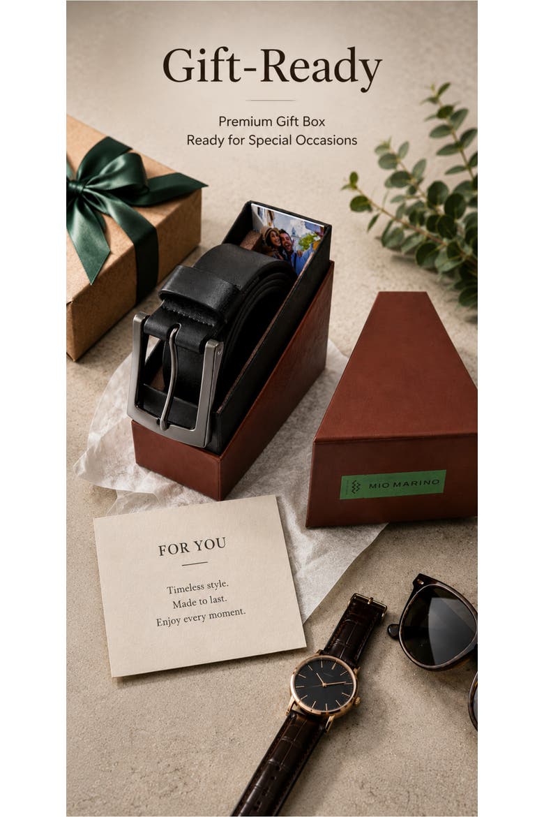 Full-Grain Leather Casual Jean Belt, Alternate, color, Deep Charcoal