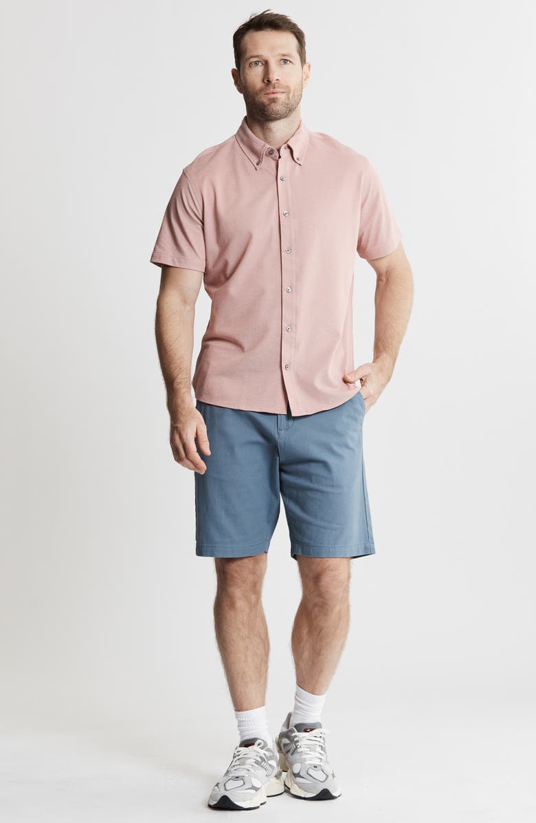 JACHS Short Sleeve Stretch Oxford Button-Up Shirt, Alternate, color, Light Red