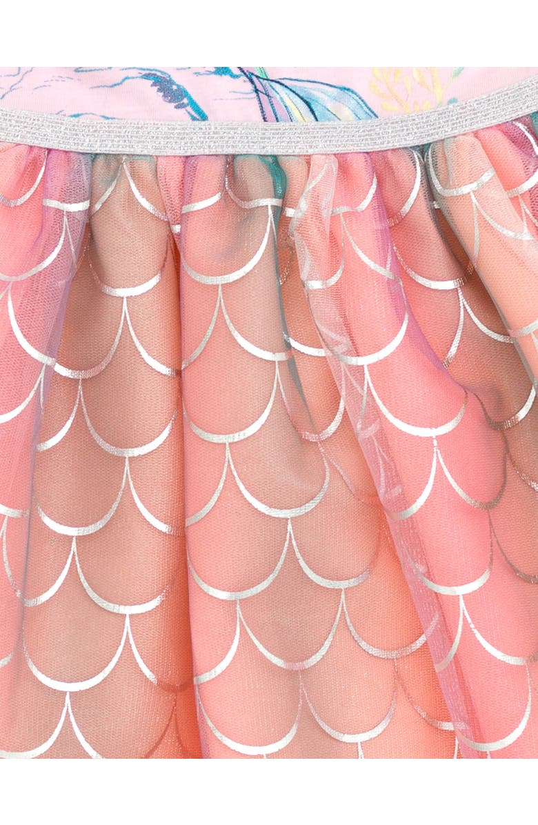 Disney The Little Mermaid Princess Ariel Short Sleeve Tutu Dress, Alternate, color, Pink Silver Ariel