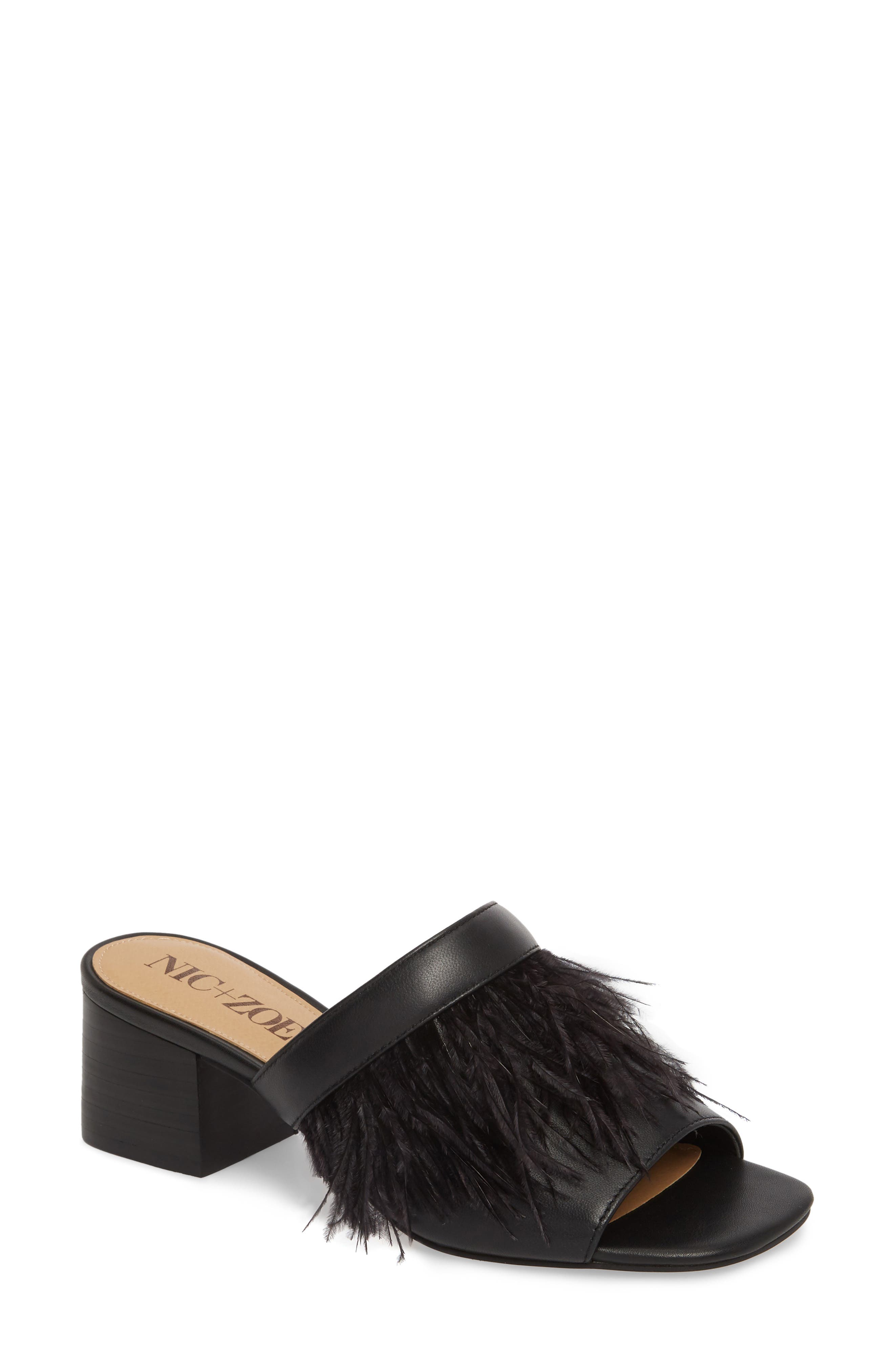 NIC + ZOE Feather Mule, Main, color, BLACK LEATHER